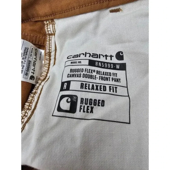 Carhartt Womens 12R Tan Rugged Flex Canvas Relaxed Fit Double Front Pants NWT - Picture 5 of 11